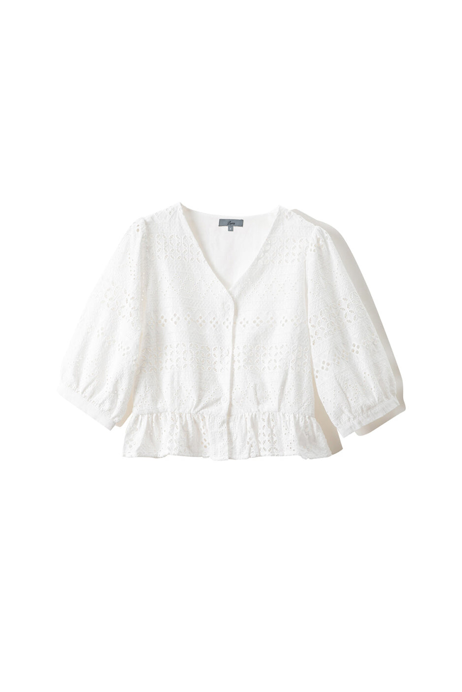 V-neck Cutwork Embroidered Blouse with Lining