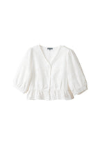 V-neck Cutwork Embroidered Blouse with Lining