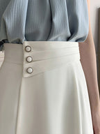 Elizabeth Retro High Waist A-Line Pleated Skirt-White