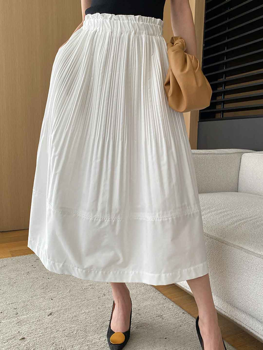 Khloe Vacation High-Waisted Textured A-Line Skirt
