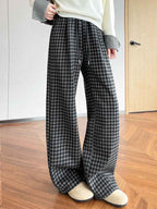 Hailey Casual Plaid Straight Leg Pants
