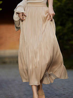 Sarah Daily Solid Color Textured Pleated Skirt