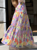 Lily Retro Painting Printed A-line Skirt