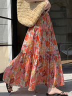 Lily Retro Painting Printed A-line Skirt