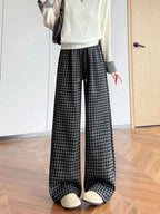 Hailey Casual Plaid Straight Leg Pants