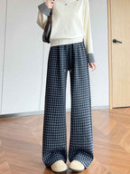 Hailey Casual Plaid Straight Leg Pants