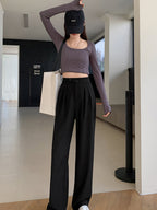 Debby Casual High Waist Pants-Apricot