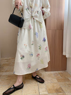 Natalie Retro Floral Printed Tassel Tie Shirt, Shorts, And Skirt Three-Piece Set