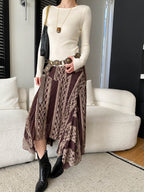 Abigail High-Waisted Irregular Lace Patchwork A-Line Skirt