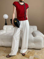 Kaitlyn Casual Pleated Elastic Waist Wide-Leg Pants