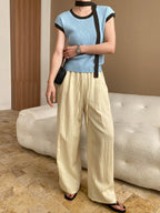 Kaitlyn Casual Pleated Elastic Waist Wide-Leg Pants