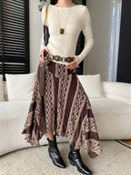 Abigail High-Waisted Irregular Lace Patchwork A-Line Skirt