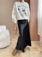 Aaliyah Daily Satin High-Waisted A-Line Skirt