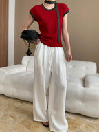 Kaitlyn Casual Pleated Elastic Waist Wide-Leg Pants