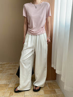 Kaitlyn Casual Pleated Elastic Waist Wide-Leg Pants