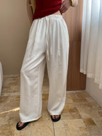 Kaitlyn Casual Pleated Elastic Waist Wide-Leg Pants