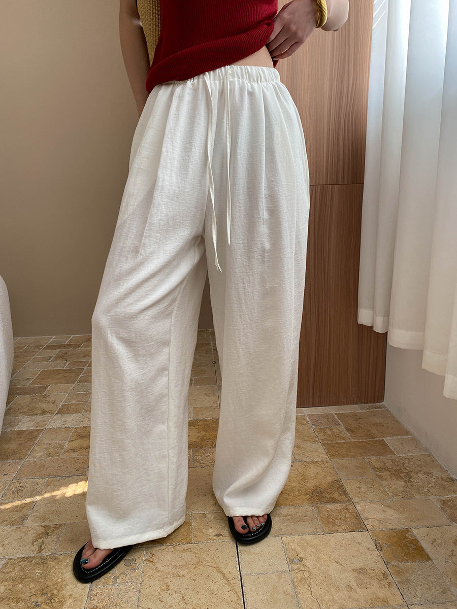 Kaitlyn Casual Pleated Elastic Waist Wide-Leg Pants