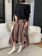 Abigail High-Waisted Irregular Lace Patchwork A-Line Skirt