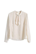 Tie Collar Chiffon Blouse with Lining